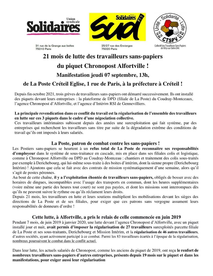tract manif préfecture 07 septembre 23